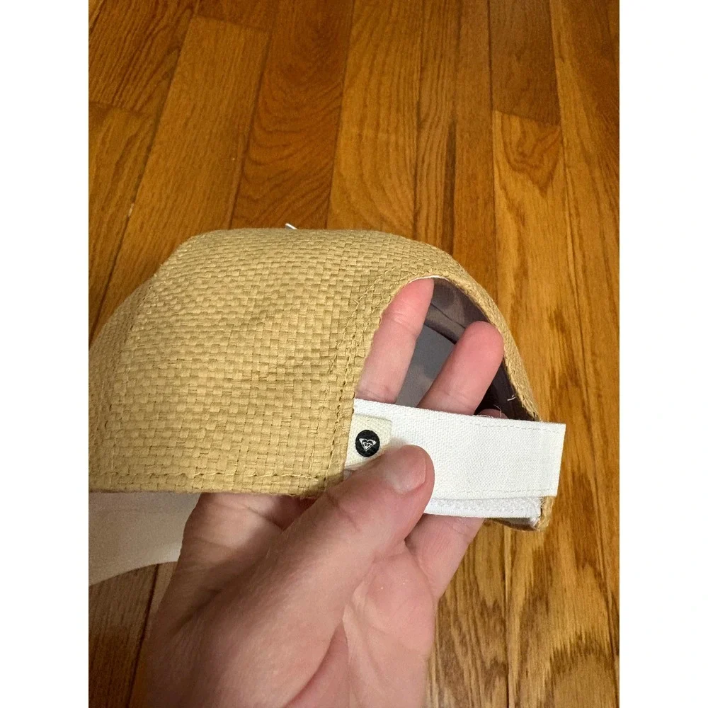 Roxy Incognito White Tan Straw Woven Baseball Cap Hat ERJHA03614 NEW
